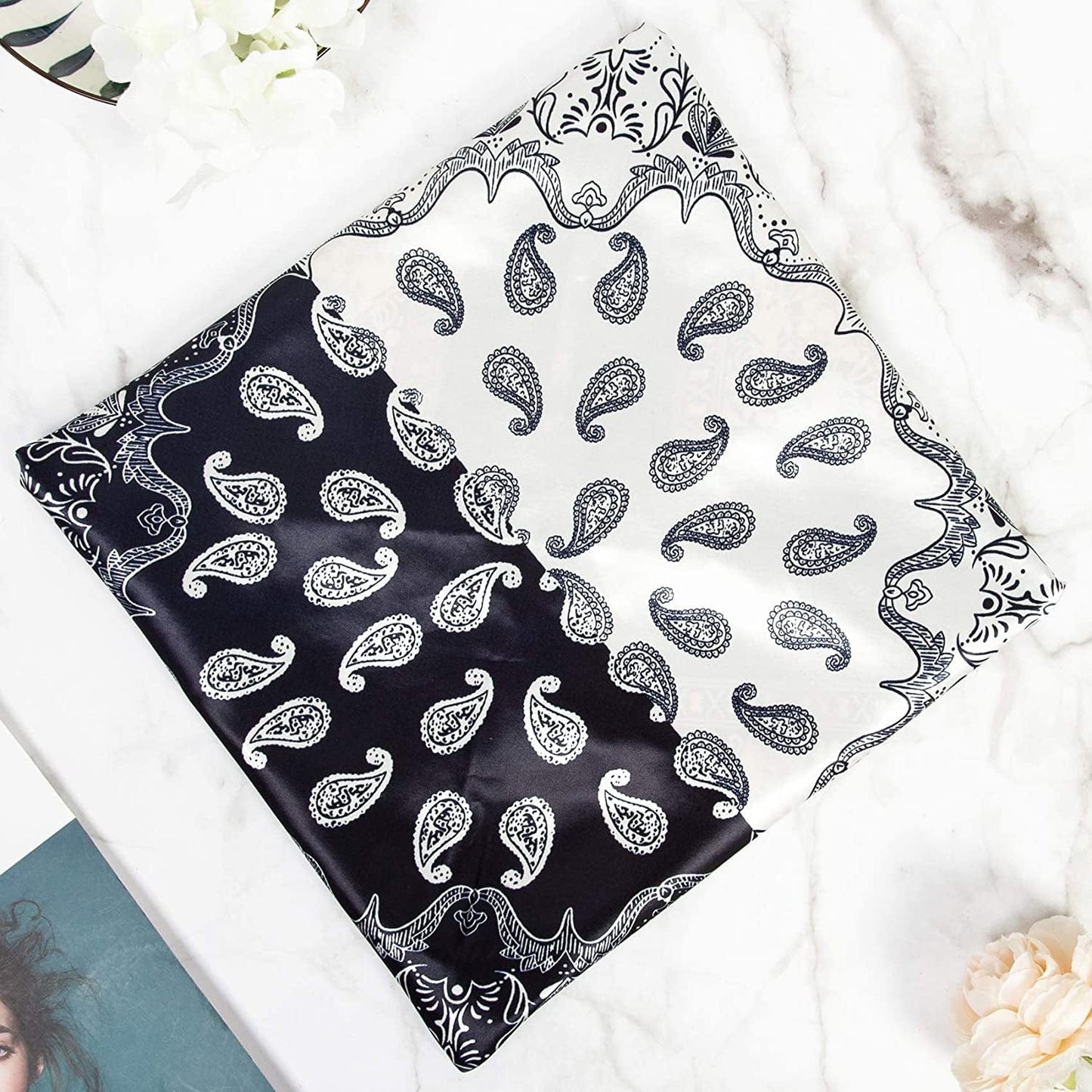 4 Pcs Silk Feeling Head Scarf for Women, 35 X 35 Inches Silky Satin Neck Head Hair Scarf for Women Fashion Gifts Apparel & Accessories > Clothing Accessories > Bandanas & Headties Chalier Fashion   