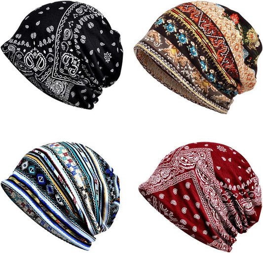 4 PCS Women Baggy Slouchy Beanie Chemo Hat Cap Slouchy Snood Hat Cancer Headwear… Apparel & Accessories > Clothing Accessories > Headwear Waybas Multicolor  