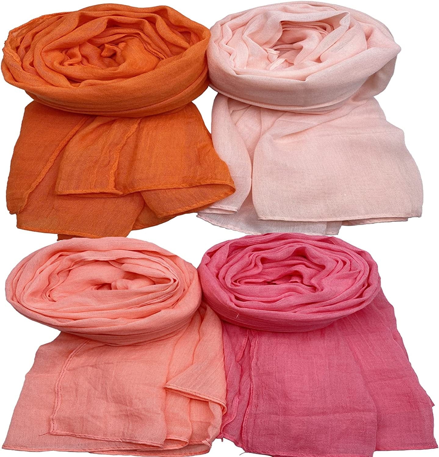 4 Pcs Women Scarves Shawl Keep Warm Scarf Wrap Scarves Fashion Shawls Apparel & Accessories > Clothing Accessories > Scarves & Shawls WANBAO Pink, Rose, Orange, Coral  