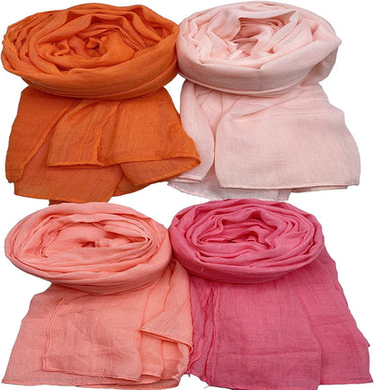 4 Pcs Women Scarves Shawl Keep Warm Scarf Wrap Scarves Fashion Shawls Apparel & Accessories > Clothing Accessories > Scarves & Shawls WANBAO Pink, Rose, Orange, Coral  