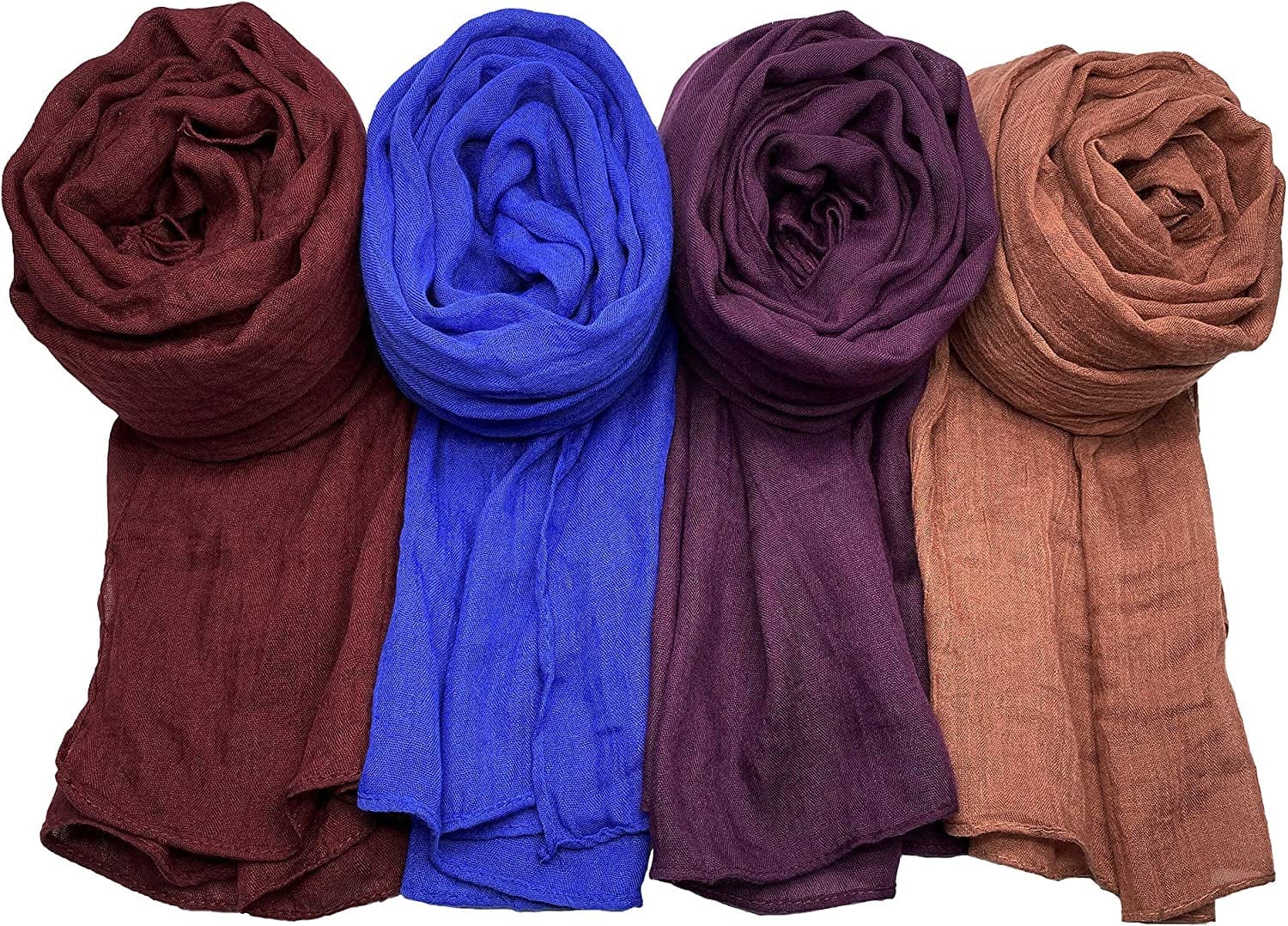 4 Pcs Women Scarves Shawl Keep Warm Scarf Wrap Scarves Fashion Shawls Apparel & Accessories > Clothing Accessories > Scarves & Shawls WANBAO Wine Red, Blue, Purple, Light Brown  