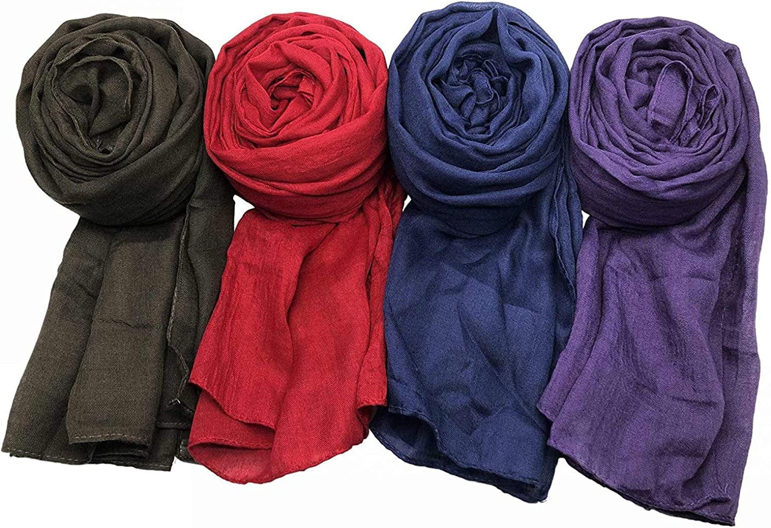 4 Pcs Women Scarves Shawl Keep Warm Scarf Wrap Scarves Fashion Shawls Apparel & Accessories > Clothing Accessories > Scarves & Shawls WANBAO Dark Green, Dark Blue, Dark Red, Deep Purple  