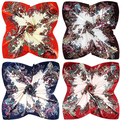 4 Pieces 35 Inch Satin Head Scarves Large Square Silky Feeling Headband Satin Boho Hair Bandanas for Women Girls (Elegant Series) Apparel & Accessories > Clothing Accessories > Bandanas & Headties Honoson   