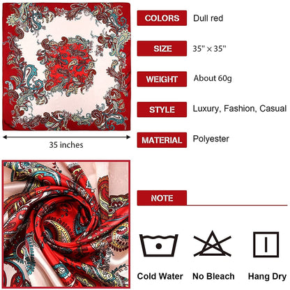 4 Pieces 35 Inch Satin Head Scarves Large Square Silky Feeling Headband Satin Boho Hair Bandanas for Women Girls (Elegant Series) Apparel & Accessories > Clothing Accessories > Bandanas & Headties Honoson   