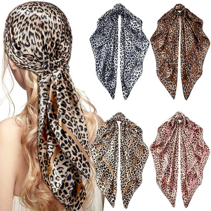 4 Pieces 35 Inch Satin Head Scarves Large Square Silky Feeling Headband Satin Boho Hair Bandanas for Women Girls (Elegant Series) Apparel & Accessories > Clothing Accessories > Bandanas & Headties Honoson Leopard Series  