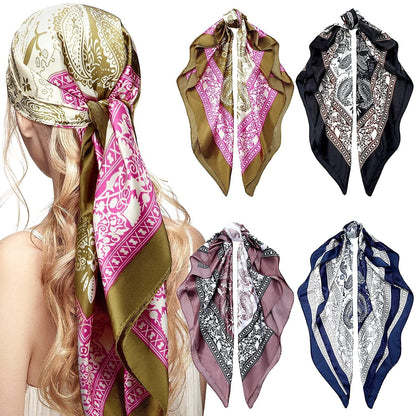 4 Pieces 35 Inch Satin Head Scarves Large Square Silky Feeling Headband Satin Boho Hair Bandanas for Women Girls (Elegant Series) Apparel & Accessories > Clothing Accessories > Bandanas & Headties Honoson Simple Series  