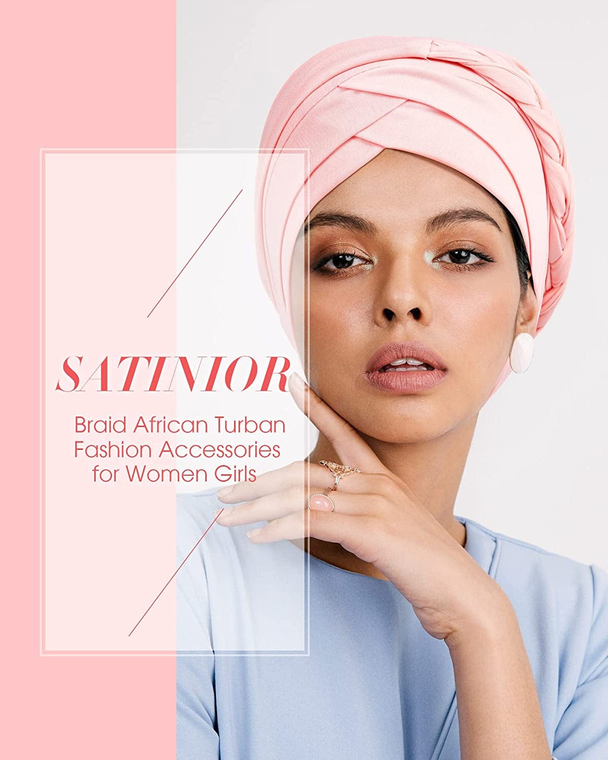 4 Pieces African Women Turban Cap Beaded Headscarf Beanie Twisted Braid Wrap Hat Faux Pearl Headwrap Apparel & Accessories > Clothing Accessories > Hats SATINIOR   