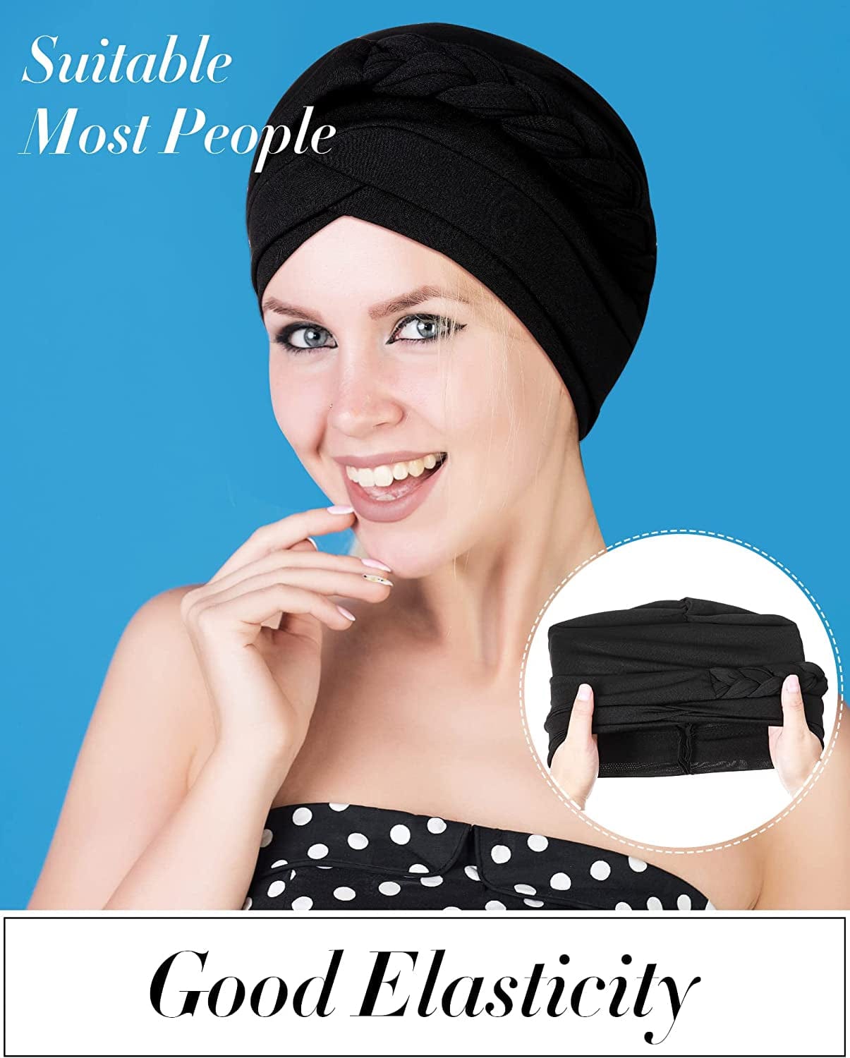 4 Pieces African Women Turban Cap Beaded Headscarf Beanie Twisted Braid Wrap Hat Faux Pearl Headwrap Apparel & Accessories > Clothing Accessories > Hats SATINIOR   
