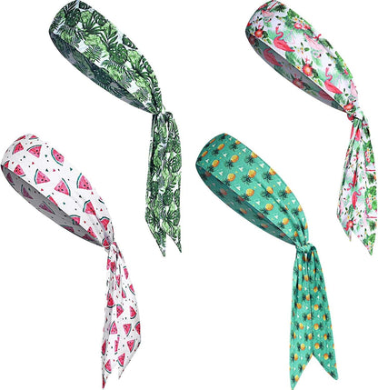 4 Pieces Bandana Headband for Men, Tie Headbands for Women, Sports Running Athletic Hair Head Band Sweat Wicking Adjustable Non Slip Karate Headband for Yoga Workout Apparel & Accessories > Clothing Accessories > Bandanas & Headties Jutom Vivid Style  