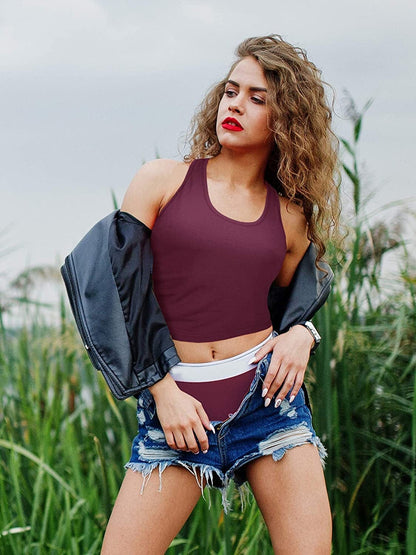 4 Pieces Basic Crop Tank Tops Sleeveless Racerback Crop Cami Top for Women