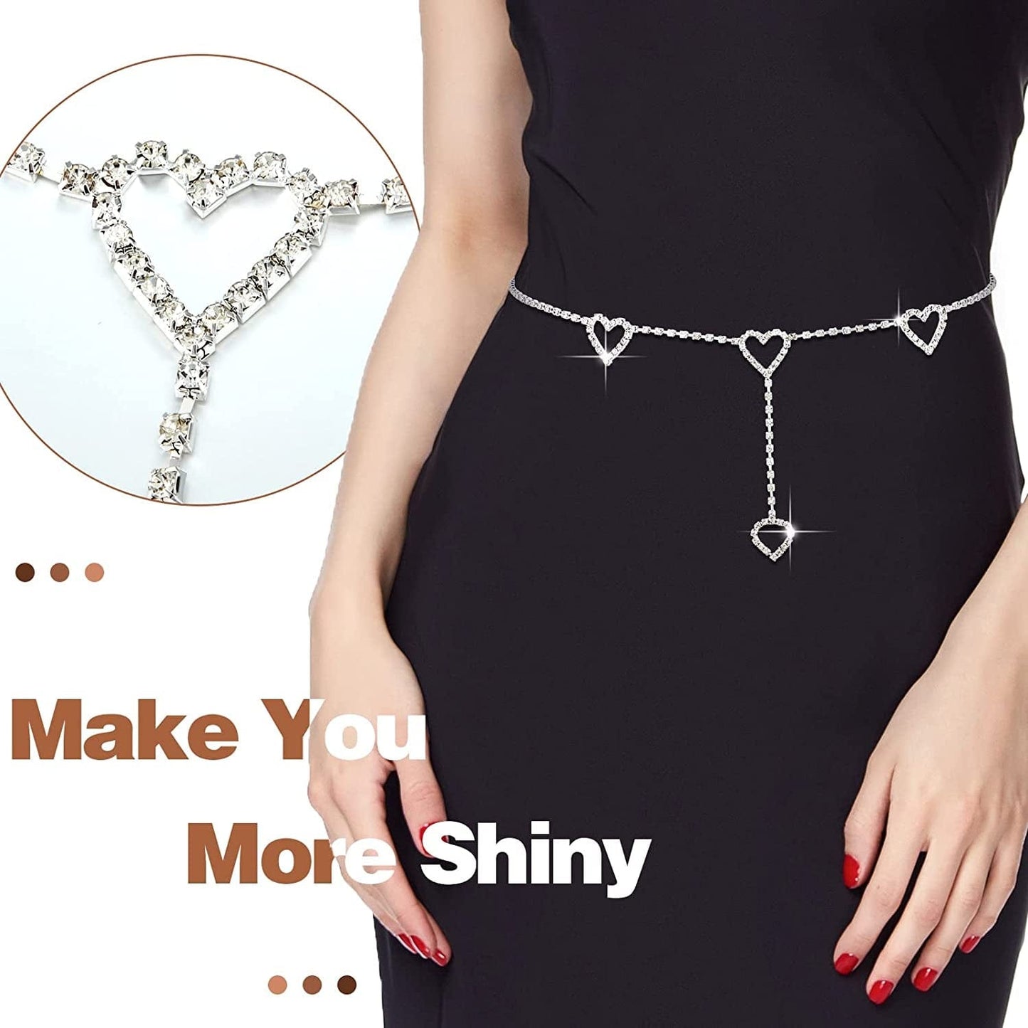 4 Pieces Crystal Boho Waist Chains Rhinestone Belly Chain Jewelry for Women 90S Body Chain Waist Apparel & Accessories > Jewelry > Body Jewelry Sureio   