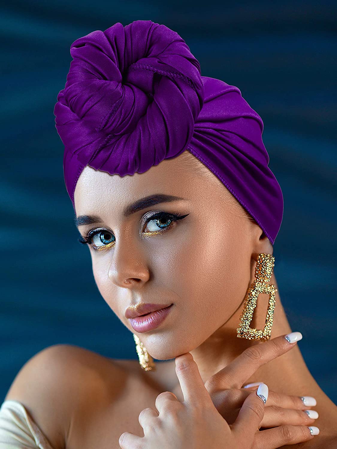 4 Pieces Head Scarf Turban Long Hair Head Wrap Scarf Soft Stretch Headwrap Headband Solid Color Turban Tie (Black, White, Green, Purple) Apparel & Accessories > Clothing Accessories > Bandanas & Headties SATINIOR   