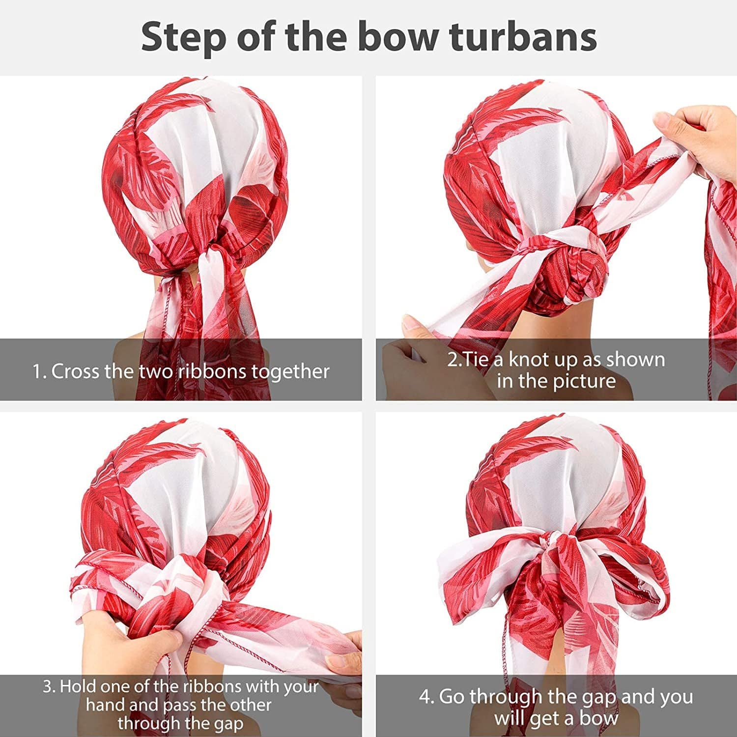4 Pieces Headwear Turban Sleep Beanie Head Scarf Long Hair Head Turbans for Women Apparel & Accessories > Clothing Accessories > Headwear Syhood   