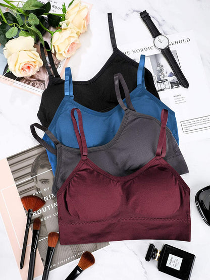 4 Pieces Neck Bralettes Wireless Cami Bra Tank Top Bra Sports Bra for Women Girls