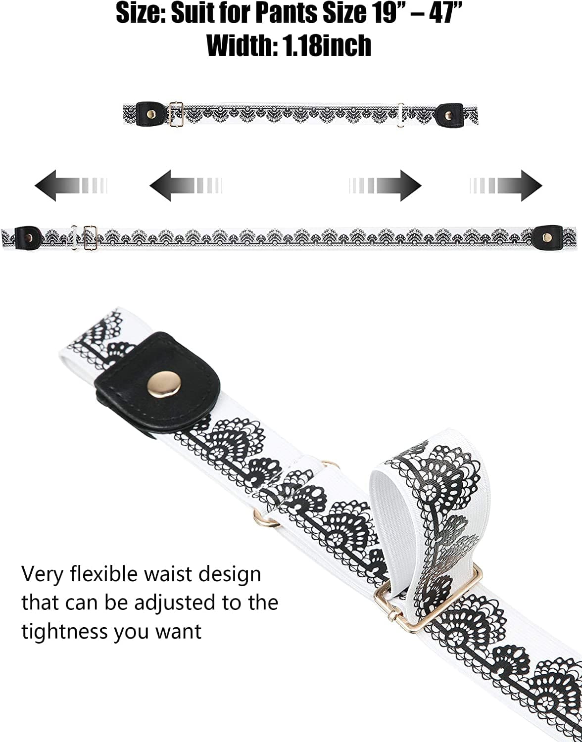 4 Pieces No Buckle Stretch Belt Buckless Belt Invisible Elastic Belt Unisex for Jeans Pants (Color 3) Apparel & Accessories > Clothing Accessories > Belts Syhood   