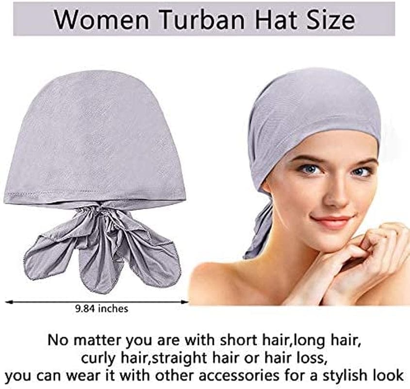 4 Pieces Slip-On Pre-Tied Head Scarves Women Headwear Turban Beanie Caps Head Wrap Headscarf for Women Girls Apparel & Accessories > Clothing Accessories > Headwear Syhood   