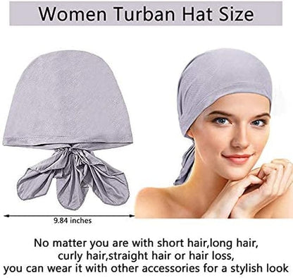 4 Pieces Slip-On Pre-Tied Head Scarves Women Headwear Turban Beanie Caps Head Wrap Headscarf for Women Girls Apparel & Accessories > Clothing Accessories > Headwear Syhood   