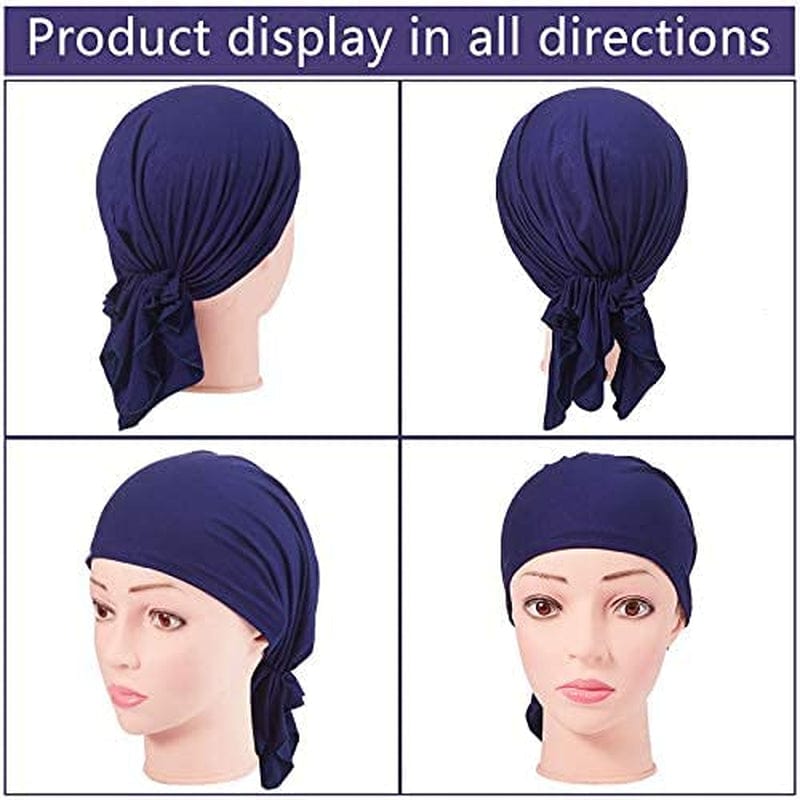 4 Pieces Slip-On Pre-Tied Head Scarves Women Headwear Turban Beanie Caps Head Wrap Headscarf for Women Girls Apparel & Accessories > Clothing Accessories > Headwear Syhood   