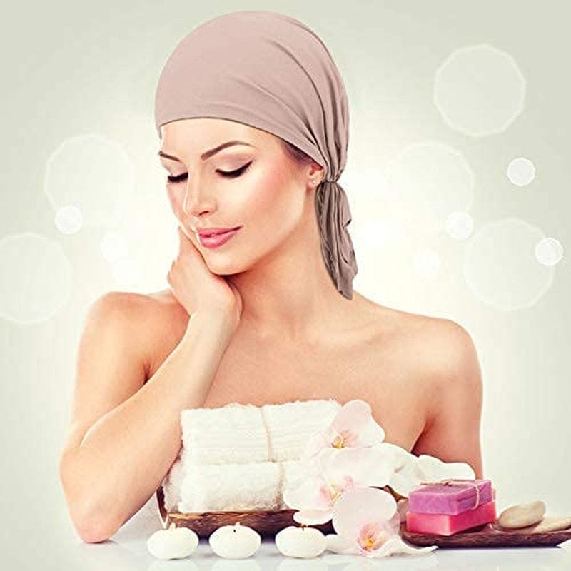 4 Pieces Slip-On Pre-Tied Head Scarves Women Headwear Turban Beanie Caps Head Wrap Headscarf for Women Girls Apparel & Accessories > Clothing Accessories > Headwear Syhood   