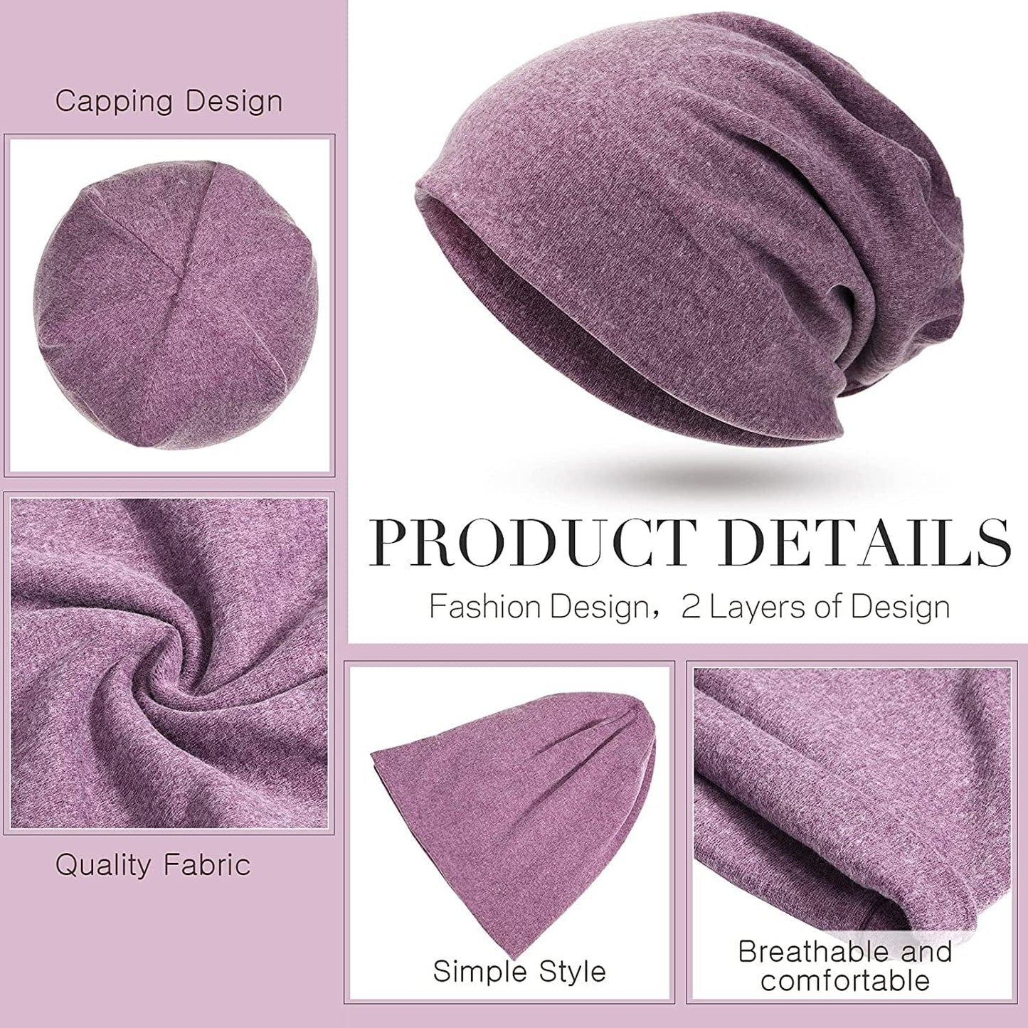 4 Pieces Slouchy Beanie Hat Baggy Skull Sleep Cap Stretch Knit Sleeping Hat Headwear Head Wrap Cap for Men Women Apparel & Accessories > Clothing Accessories > Headwear SATINIOR   