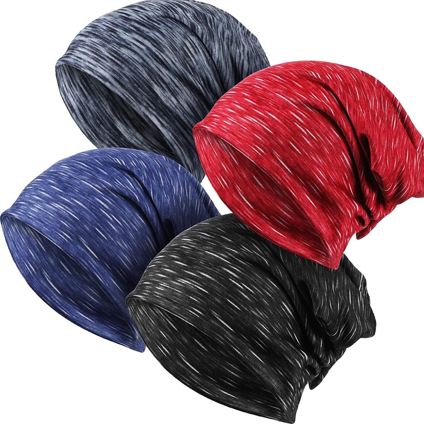 4 Pieces Slouchy Beanie Hat Baggy Skull Sleep Cap Stretch Knit Sleeping Hat Headwear Head Wrap Cap for Men Women Apparel & Accessories > Clothing Accessories > Headwear SATINIOR Turquoise One Size 