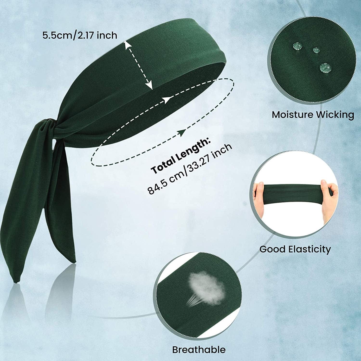 4 Pieces Tennis Tie Headband Head Tie Tennis Bandana Elastic Sports Sweatband Stretchy Headbands Adjustable Non-Slip Headband for Women Men Running Athletic Exercise Workout Apparel & Accessories > Clothing Accessories > Bandanas & Headties Syhood   