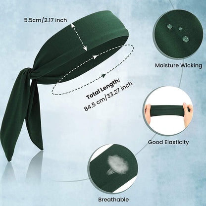 4 Pieces Tennis Tie Headband Head Tie Tennis Bandana Elastic Sports Sweatband Stretchy Headbands Adjustable Non-Slip Headband for Women Men Running Athletic Exercise Workout Apparel & Accessories > Clothing Accessories > Bandanas & Headties Syhood   
