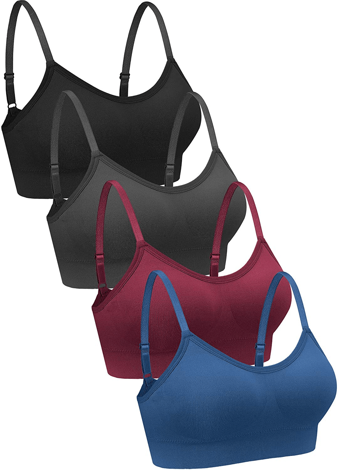 4 Pieces V Neck Bralettes Wireless Cami Bra Tank Top Bra Sports Bra for Women Girls Apparel & Accessories > Clothing > Underwear & Socks > Bras Kylie Max   