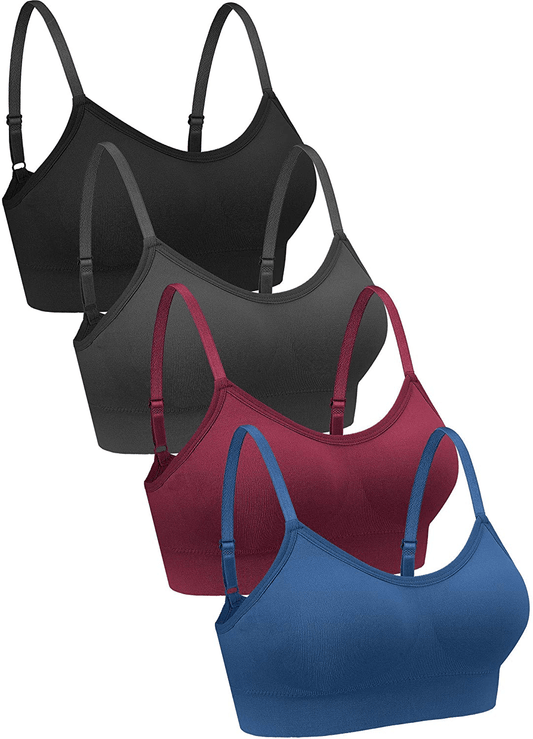 4 Pieces V Neck Bralettes Wireless Cami Bra Tank Top Bra Sports Bra for Women Girls Apparel & Accessories > Clothing > Underwear & Socks > Bras Kylie Max   