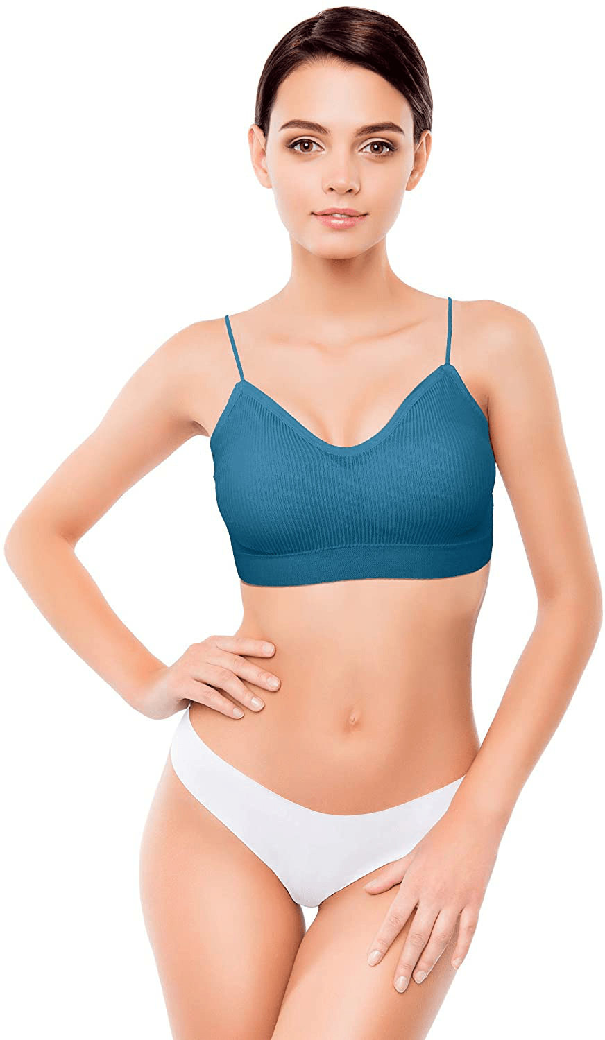 4 Pieces V Neck Cami Bra Padded Seamless Bralette Straps Sleeping Bra for Women Girls Apparel & Accessories > Clothing > Underwear & Socks > Bras Kylie Max   