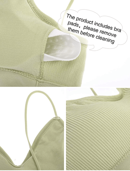 4 Pieces V Neck Cami Bra Padded Seamless Bralette Straps Sleeping Bra for Women Girls Apparel & Accessories > Clothing > Underwear & Socks > Bras Kylie Max   