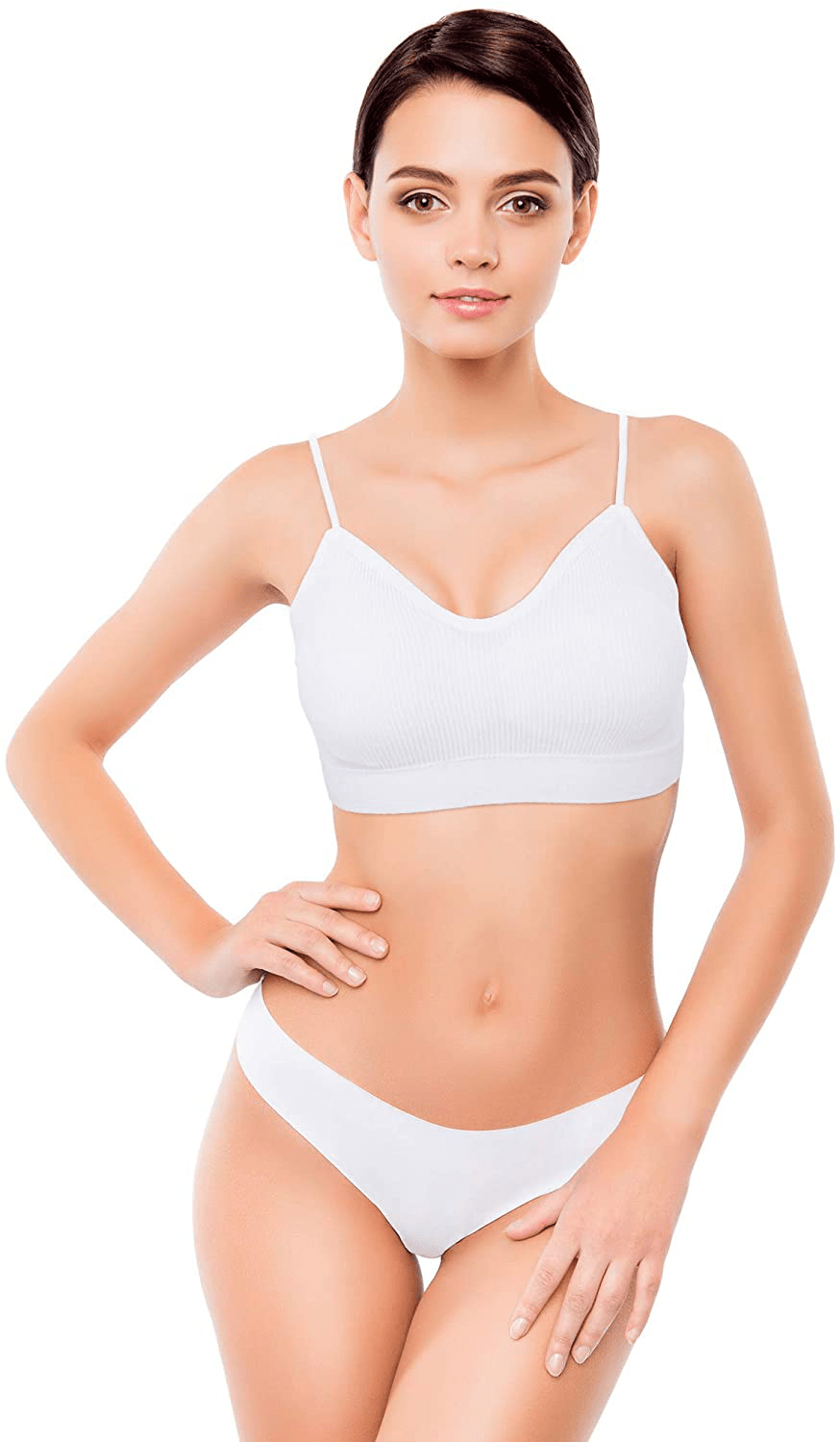4 Pieces V Neck Cami Bra Padded Seamless Bralette Straps Sleeping Bra for Women Girls Apparel & Accessories > Clothing > Underwear & Socks > Bras Kylie Max   