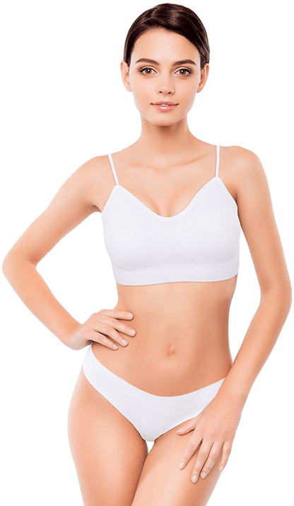 4 Pieces V Neck Cami Bra Padded Seamless Bralette Straps Sleeping Bra for Women Girls Apparel & Accessories > Clothing > Underwear & Socks > Bras Kylie Max   