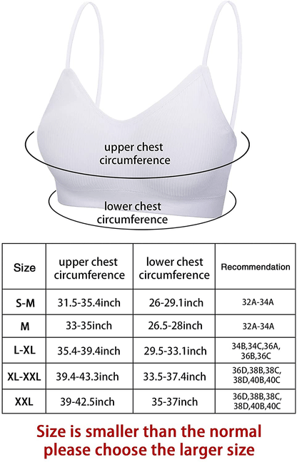 4 Pieces V Neck Cami Bra Padded Seamless Bralette Straps Sleeping Bra for Women Girls Apparel & Accessories > Clothing > Underwear & Socks > Bras Kylie Max   