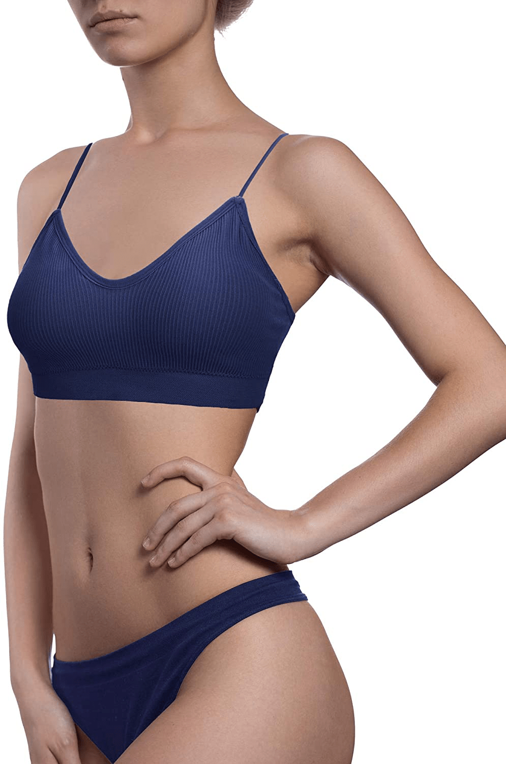 4 Pieces V Neck Cami Bra Padded Seamless Bralette Straps Sleeping Bra for Women Girls Apparel & Accessories > Clothing > Underwear & Socks > Bras Kylie Max   