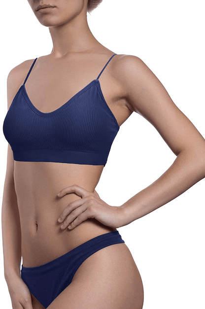 4 Pieces V Neck Cami Bra Padded Seamless Bralette Straps Sleeping Bra for Women Girls Apparel & Accessories > Clothing > Underwear & Socks > Bras Kylie Max   