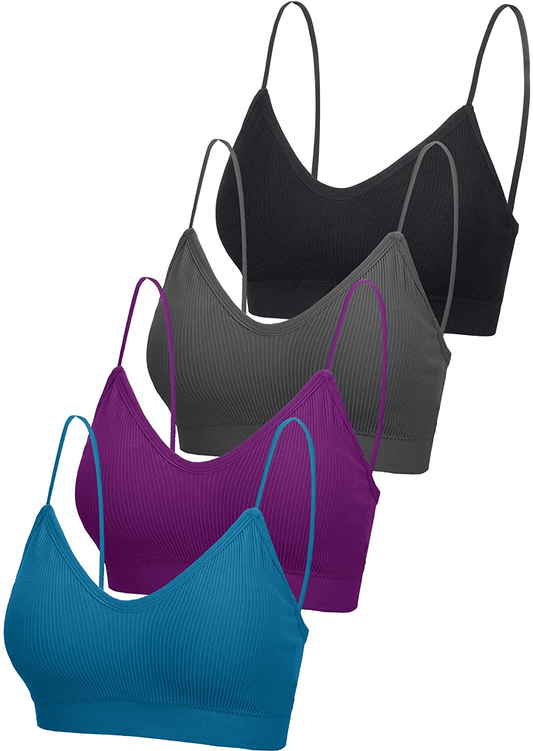 4 Pieces V Neck Cami Bra Padded Seamless Bralette Straps Sleeping Bra for Women Girls  Kylie Max   