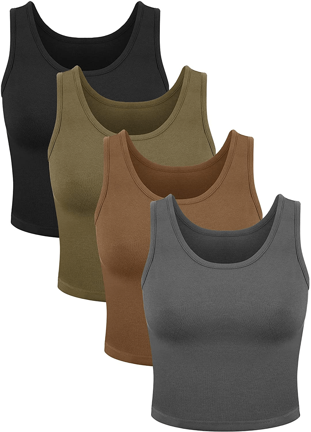 4 Pieces Women Basic Crop Tank Top Short Sleeveless Sports Crop Top Apparel & Accessories > Clothing > Activewear Kylie Max   