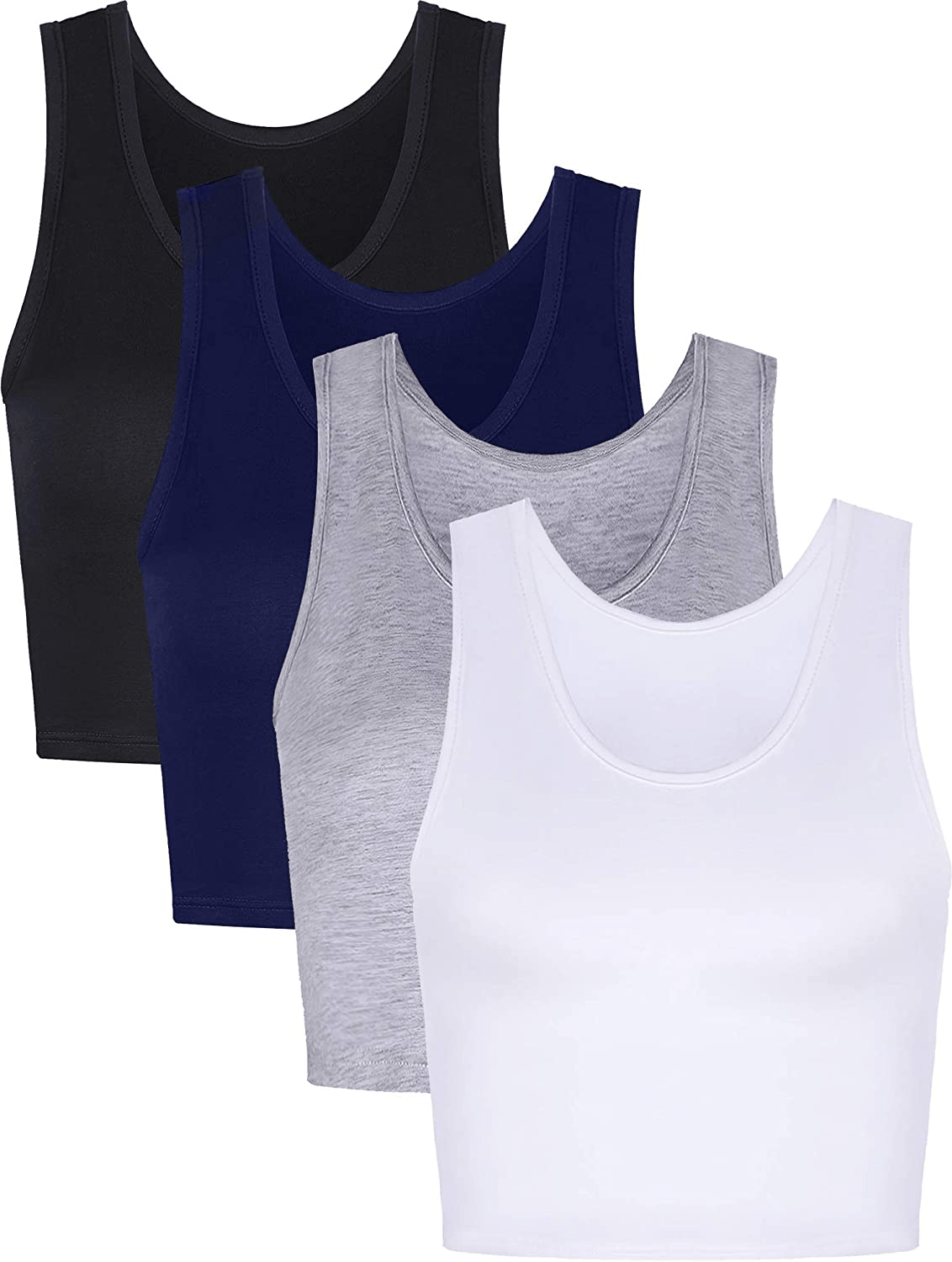 4 Pieces Women Basic Crop Tank Top Short Sleeveless Sports Crop Top Apparel & Accessories > Clothing > Activewear Kylie Max   