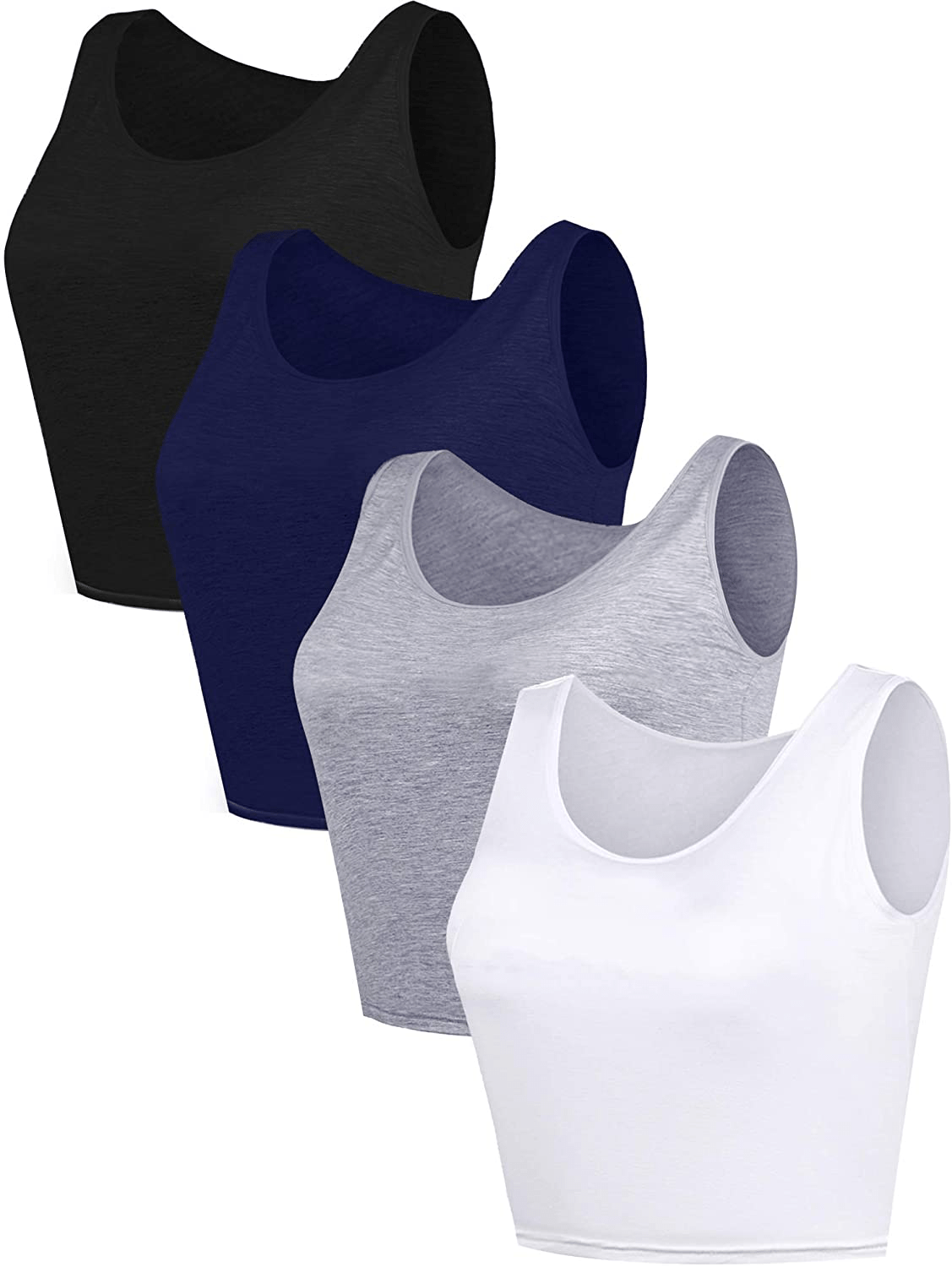 4 Pieces Women Basic Crop Tank Top Short Sleeveless Sports Crop Top Apparel & Accessories > Clothing > Activewear Kylie Max   