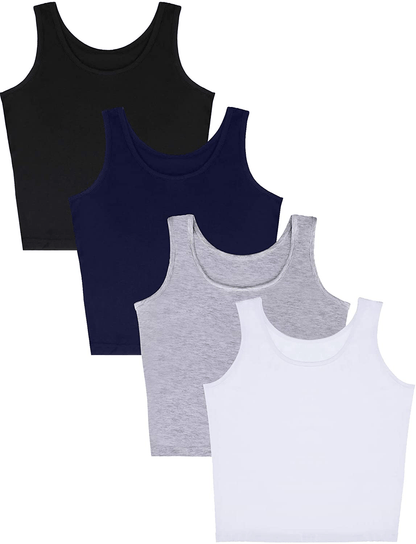 4 Pieces Women Basic Crop Tank Top Short Sleeveless Sports Crop Top Apparel & Accessories > Clothing > Activewear Kylie Max   