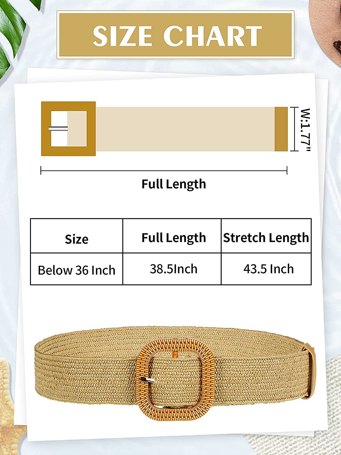 4 Pieces Woven Elastic Waist Belt for Women Straw Woven Style Skinny Dress Belt Waist Band with Vintage Buckle for Women Ladies Dresses Pants, 4 Styles Apparel & Accessories > Clothing Accessories > Belts Geyoga   