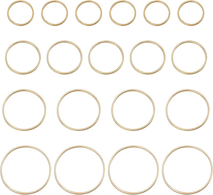 4 Sizes 15Mm 20Mm 25Mm 30Mm Brass Hollow Circle Pendant Charm Links Open Bezel Frames Connectors round Beading Hoop Earrings for Necklace Bracelet Jewelry Making Resin Craft, 48PCS KC Gold