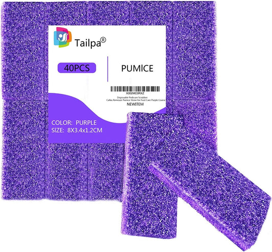 40 Pcs Pumice Stone for Feet Foot Scrubber Sponge for Feet Care and Callus Remover Mini Disposable Pumice Pads for Dead Skin Remover (Purple) Health & Beauty > Personal Care > Foot Care Tailpa Purple  