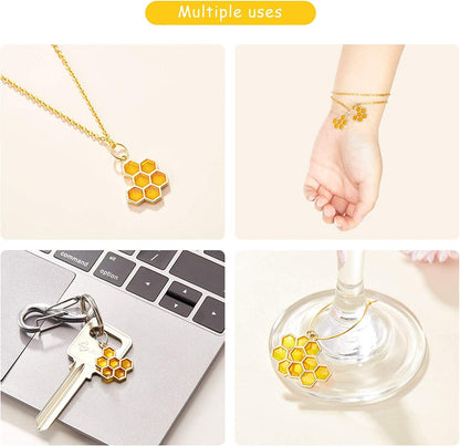 40 Pieces Enamel Honeycomb Charm Pendants Bee Honeycomb Enamel Charms for Necklace Bracelet DIY Crafts Jewelry Making Accessories