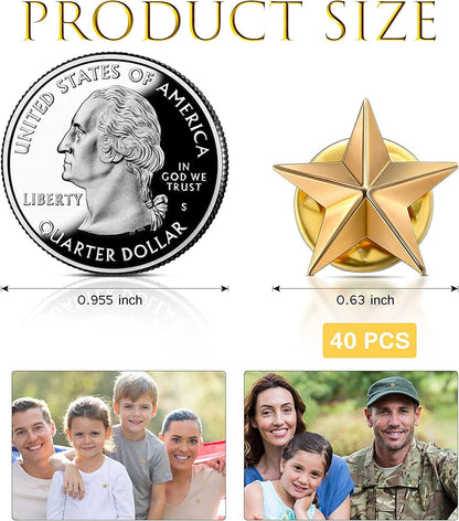 40 Pieces Star Badge Lapel Pin for 4Th of July Memorial Day Independence Day Celebration Veterans Day Party Labor Day Theme Party Costume Decorations