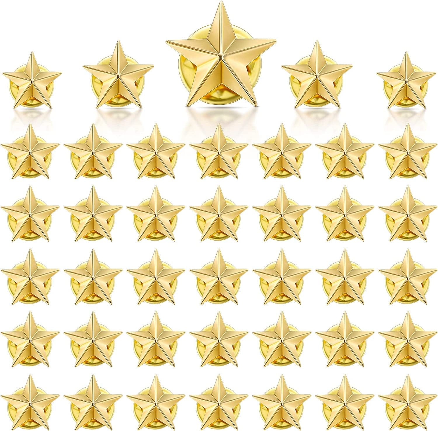 40 Pieces Star Badge Lapel Pin for 4Th of July Memorial Day Independence Day Celebration Veterans Day Party Labor Day Theme Party Costume Decorations Gold