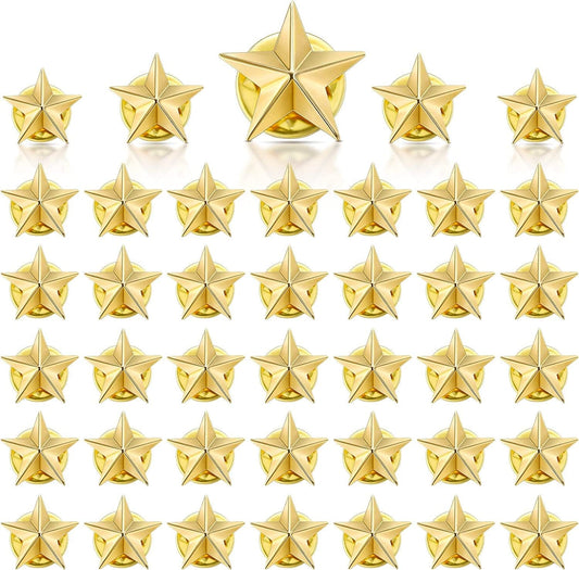 40 Pieces Star Badge Lapel Pin for 4Th of July Memorial Day Independence Day Celebration Veterans Day Party Labor Day Theme Party Costume Decorations Gold