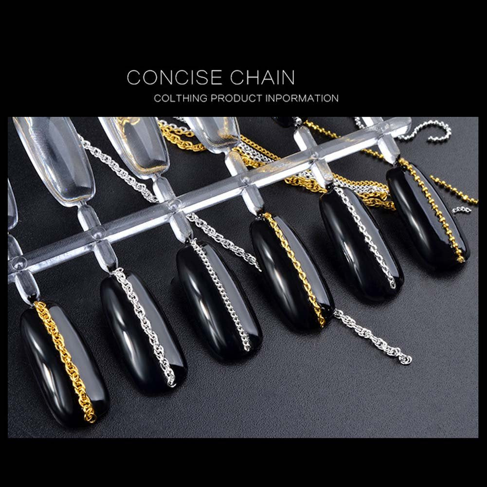 Lookathot 9Pcs 3D Concise Metallic Chain Nail Art Stickers Decals 50Cm Line Pattern Mixed Design Gold Silver Nail DIY Decoration Tools Health & Beauty > Personal Care > Cosmetics > Cosmetic Tools > Nail Tools Lookathot   