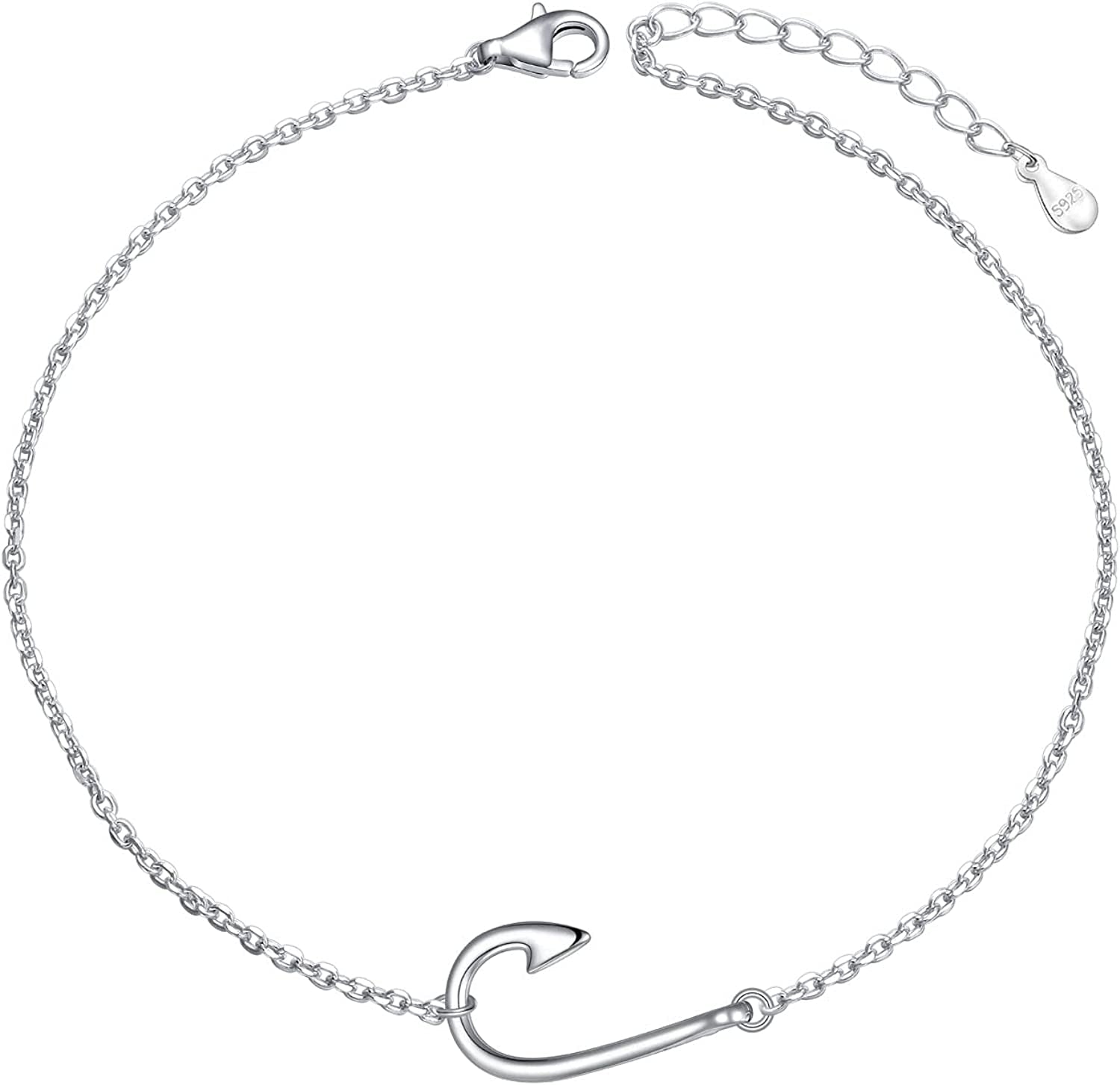 DAOCHONG Anklet for Women S925 Sterling Silver Adjustable Foot Chain Ankle Bracelet Anklets Jewelry Apparel & Accessories > Jewelry > Anklets harmonyball jewelry 10_Fish Hook  